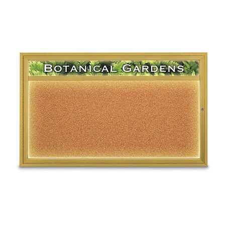United Visual Products Corkboard, Cork/Gold, 60" x 36" UV352ILED1-GOLD-CORK