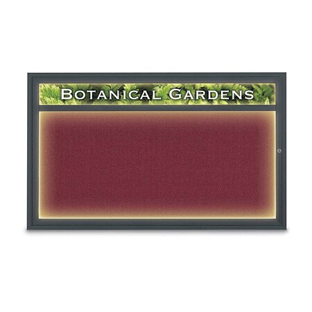 United Visual Products Corkboard, Burgundy/ Black, 60" x 36" UV352ILED1-BLACK-DBURGU