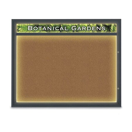 United Visual Products Corkboard, Synthetic Forbo/Black, 60"x 48" UV352ILED2-BLACK-FORBO