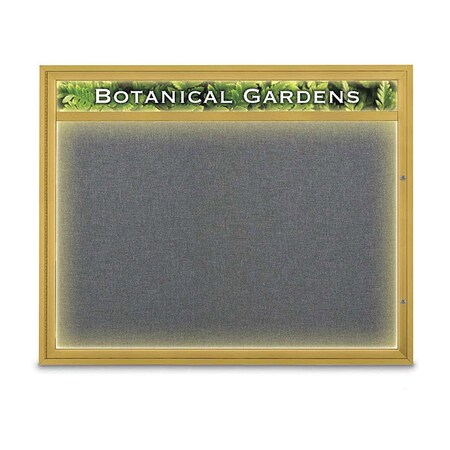 United Visual Products Corkboard, Med Grey/Gold, 60" x 48" UV352ILED2-GOLD-MEDGRY