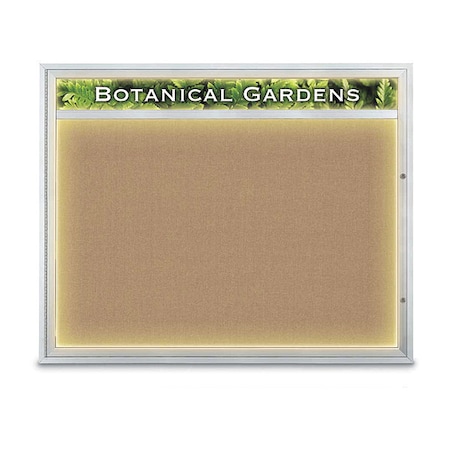 United Visual Products Corkboard, Buff/Satin, 60" x 48" UV352ILED2-SATIN-BUFF