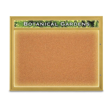 United Visual Products Corkboard, Cork Backing/Gold, 60" x 48" UV352ILED2-GOLD-CORK