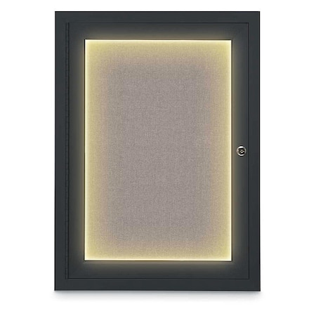 United Visual Products Corkboard, Pearl /Black, 18" x 24" UV414ILED-BLACK-PEARL