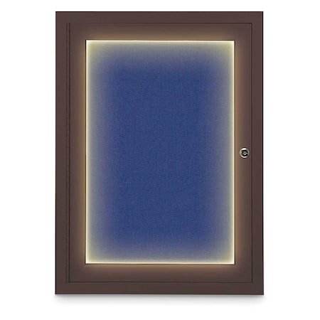 United Visual Products Corkboard, Cobalt /Bronze, 18" x 24" UV414ILED-BRONZE-COBACC