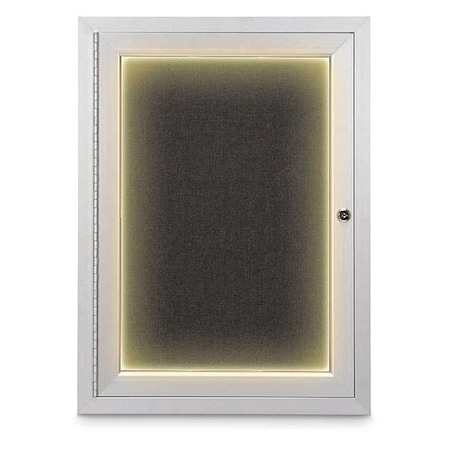 United Visual Products Corkboard, Satin/Black, 18" x 24" UV414ILED-SATIN-BLACK