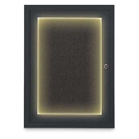 United Visual Products Corkboard, Black/Blck, 18" x 24" UV414ILED-BLACK-BLACK