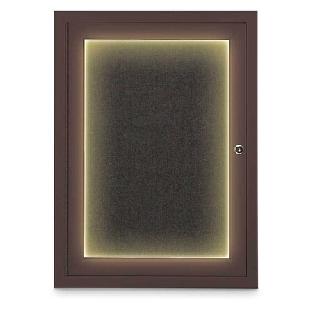 United Visual Products Corkboard, Bronze/Blck, 18" x 24" UV414ILED-BRONZE-BLACK