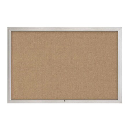 United Visual Products Corkboard, 1Dr, Buff/Satin, 72" x 48 UV3071-SATIN-BUFF