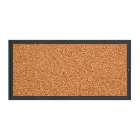 United Visual Products Corkboard, 1Dr, Cork/Black, 72" x 36" UV3061-BLACK-CORK
