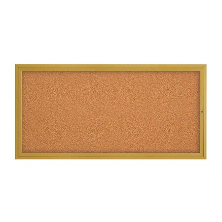 United Visual Products Corkboard, 1Dr, Cork/Gold, 72" x 36" UV3061-GOLD-CORK
