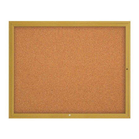 United Visual Products Corkboard, 1Dr, Cork/Gold, 60" x 48 UV3042-GOLD-CORK