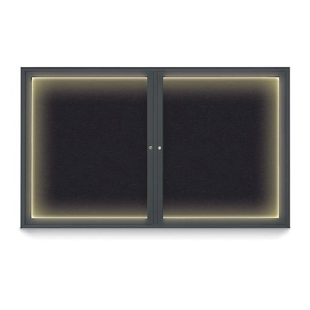 United Visual Products Corkboard, Rubber Backing /Black, 60"x 36" UV417ILED-BLACK-RUBBER