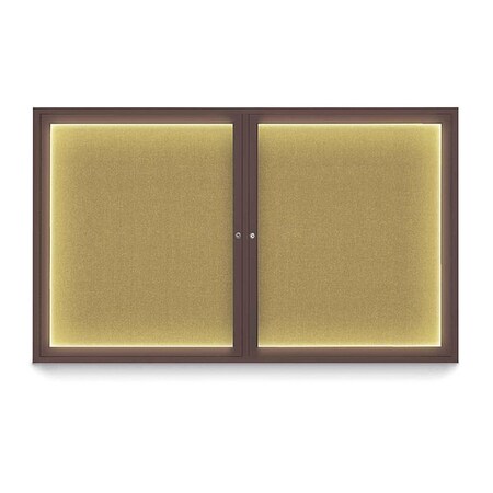 United Visual Products Corkboard, Keylime /Bronze, 60" x 36" UV417ILED-BRONZE-KEYLIME