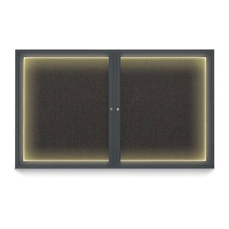 United Visual Products Corkboard, Black/Black, 60" x 36" UV417ILED-BLACK-BLACK