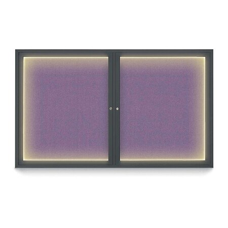 United Visual Products Corkboard, Amethyst /Black, 60" x 36" UV417ILED-BLACK-AMETHY