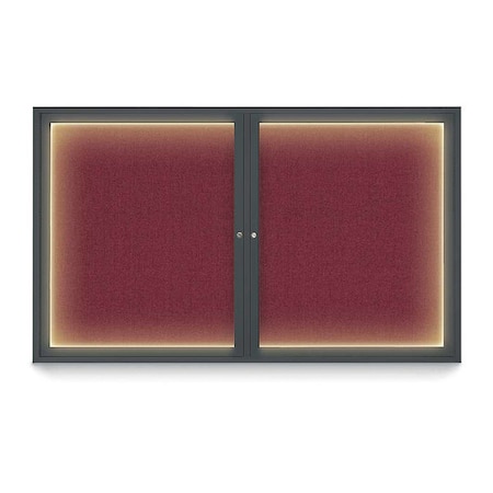 United Visual Products Corkboard, Burgundy /Black, 60" x 36" UV417ILED-BLACK-DBURGU