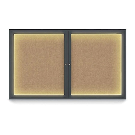 United Visual Products Corkboard, Buff /Black, 60" x 36" UV417ILED-BLACK-BUFF
