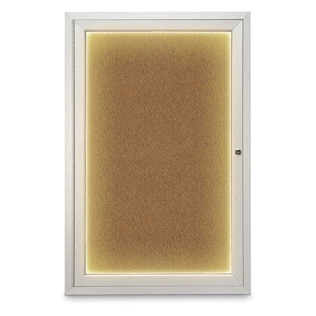 United Visual Products Corkboard, Synthtc Forbo /Satin, 24" x 36" UV415ILED-SATIN-FORBO