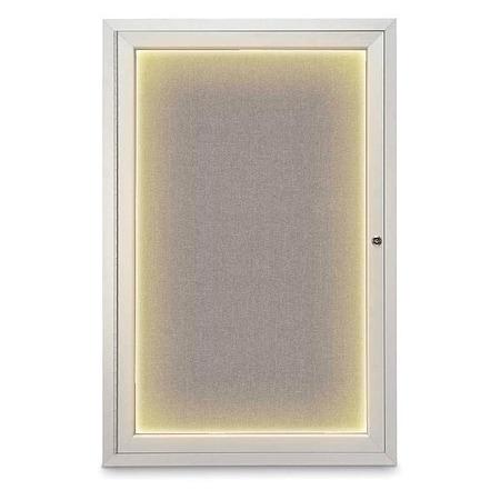 United Visual Products Corkboard, Pearl /Satin, 24" x 36" UV415ILED-SATIN-PEARL