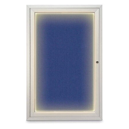 United Visual Products Corkboard, Cobalt /Satin, 24" x 36" UV415ILED-SATIN-COBACC