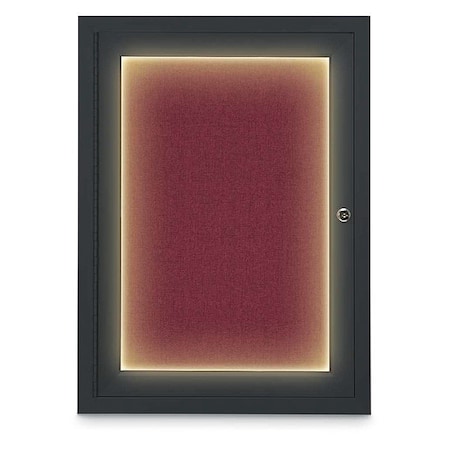 United Visual Products Corkboard, Burgundy /Black, 18" x 24" UV414ILED-BLACK-DBURGU