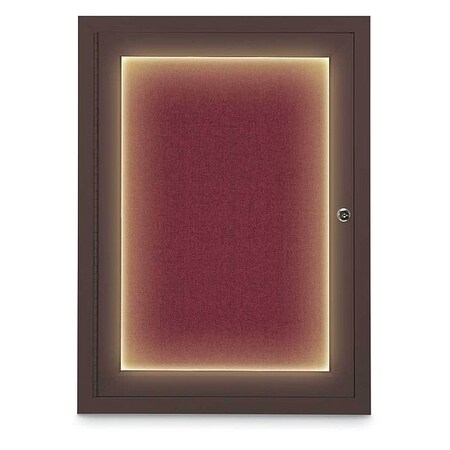 United Visual Products Corkboard, Burgundy /Bronze, 18" x 24" UV414ILED-BRONZE-DBURGU
