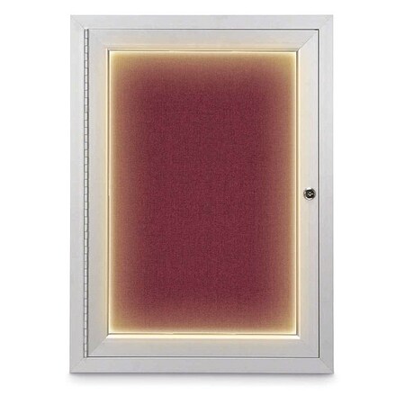 United Visual Products Corkboard, Burgundy /Satin, 18" x 24" UV414ILED-SATIN-DBURGU