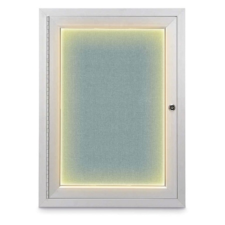 United Visual Products Corkboard, Cloud /Satin, 18" x 24" UV414ILED-SATIN-CLOUD