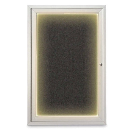 United Visual Products Corkboard, Black /Satin, 24" x 36" UV415ILED-SATIN-BLACK