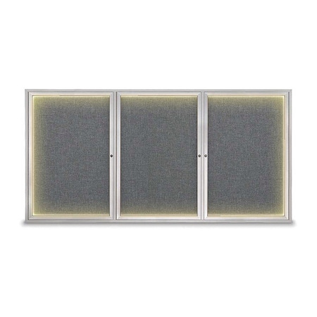 United Visual Products Corkboard, Med Grey/Satin, 96" x 48" UV420ILED-SATIN-MEDGRY
