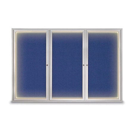 United Visual Products Corkboard, Cobalt/Satin, 72" x 48" UV419ILED-SATIN-COBACC