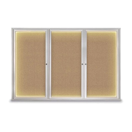 United Visual Products Corkboard, Buff/Satin, 72" x 48" UV419ILED-SATIN-BUFF