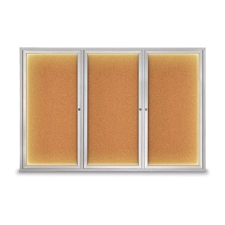 United Visual Products Corkboard, Cork Backing/Satin, 72" x 48" UV419ILED-SATIN-CORK