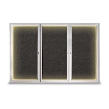 United Visual Products Corkboard, Satin/Black, 72" x 48" UV419ILED-SATIN-BLACK