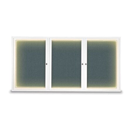 United Visual Products Corkboard, Blue Spruce/White, 72" x 36" UV418ILED-WHITE-BLSPRU