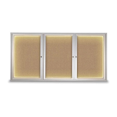 United Visual Products Corkboard, Buff/Satin, 72" x 36" UV418ILED-SATIN-BUFF
