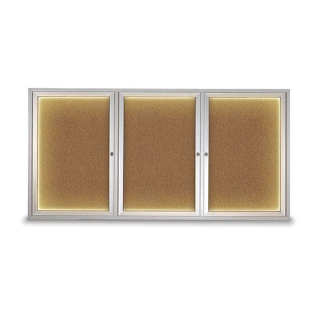 United Visual Products Corkboard, Synthetic Forbo/Satin, 72"x 36" UV418ILED-SATIN-FORBO