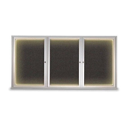 United Visual Products Corkboard, Satin/Black, 72" x 36" UV418ILED-SATIN-BLACK