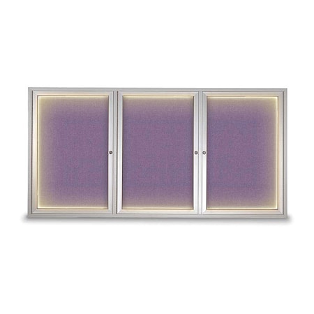United Visual Products Corkboard, Amethyst/Satin, 72" x 36" UV418ILED-SATIN-AMETHY