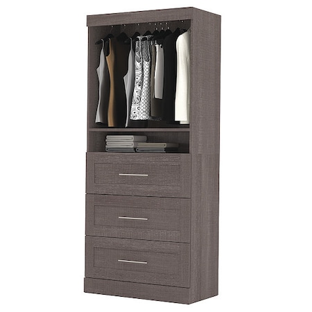 Bestar Storage Unit, 3 Drawer Set, Bark Gray, 36" 26872-47