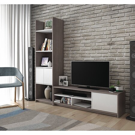 Bestar TVStand/Storage Tower Set, SmallSpace, Wht 16852-47