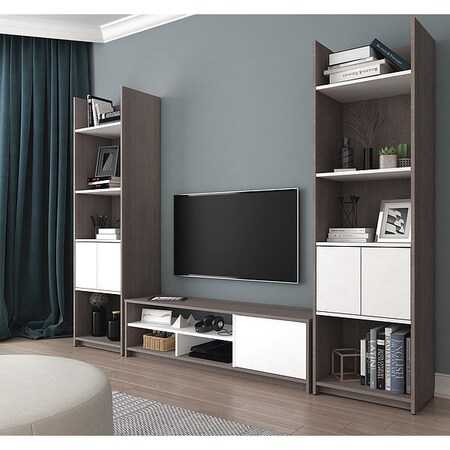 Bestar TV Stand, 2 Storge Tower, Small Spaces, Wht 16853-47