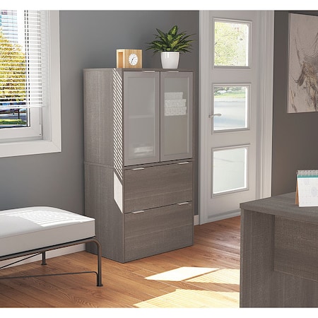 Bestar Lateral File with Storage Cabinet Lateral/Storage Cabinet, Bark Gray, 18.2" D X 56.8" H, 30.1" W X 160870-47