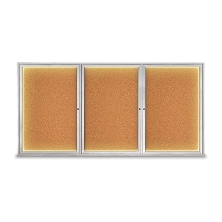 United Visual Products Corkboard, 96"x48", Cork/Satin UV420ILED-SATIN-CORK