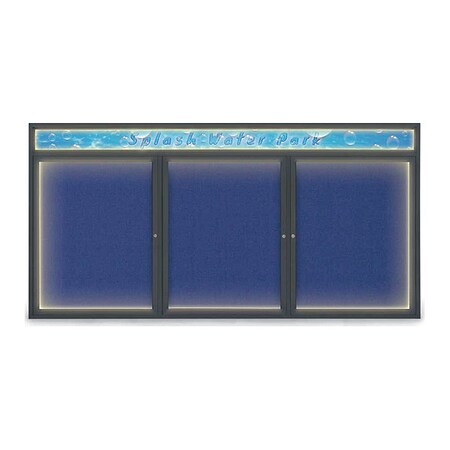 United Visual Products Corkboard, 96"x48", Cobalt Accent/Black UV455HILED-BLACK-COBACC