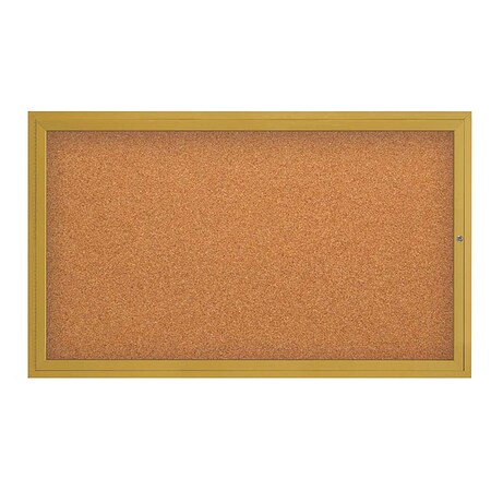 United Visual Products Corkboard, 60"x36", Cork/Gold UV4051-GOLD-CORK