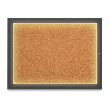 United Visual Products Corkboard, 48"x36", Cork/Black UV416ILED1-BLACK-CORK