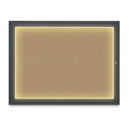 United Visual Products Corkboard, 48"x36", Buff/Black UV416ILED1-BLACK-BUFF