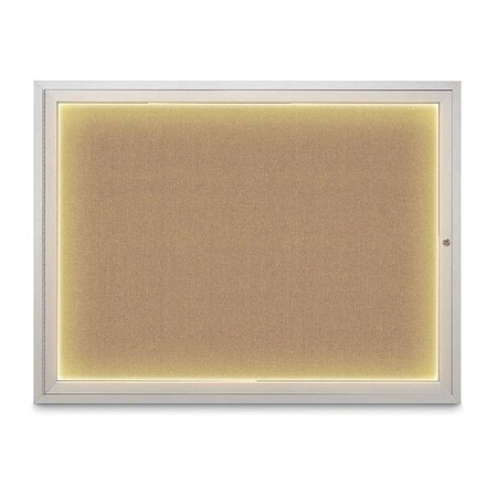 United Visual Products Corkboard, 48"x36", Buff/Satin UV416ILED1-SATIN-BUFF