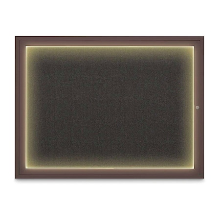 United Visual Products Corkboard, 48"x36", Black/Bronze UV416ILED1-BRONZE-BLACK